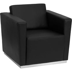 Flash Furniture HERCULES Trinity Series Contemporary Black Leather Chair with Stainless Steel Base(FLA-ZB-TRINITY-8094-CHAIR-BK-G)