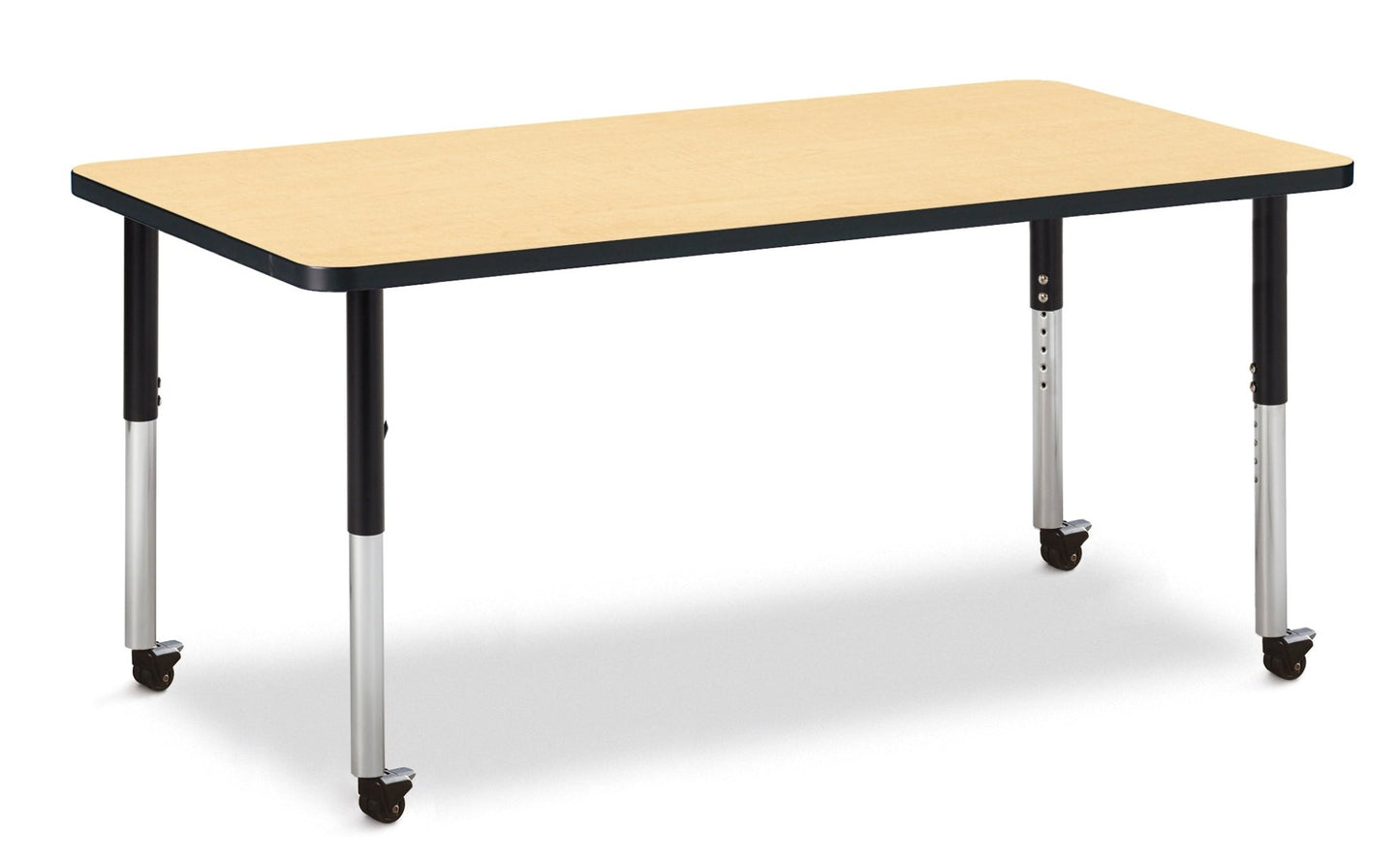 Jonti-Craft Rectangle Activity Table with Heavy Duty Laminate Top (30" x 60") Mobile Height Adjustable Legs (20" - 31") - SchoolOutlet