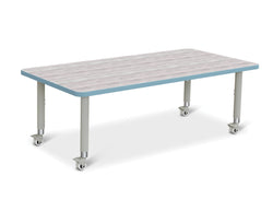 Jonti-Craft Rectangle Activity Table with Heavy Duty Laminate Top (30" x 60") Mobile Height Adjustable Legs (20" - 31")