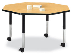 Jonti-Craft Octagon Activity Table with Heavy Duty Laminate Top - Mobile Height Adjustable Legs