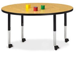 Jonti-Craft Round Activity Table with Heavy Duty Laminate Top 48" Diameter - Mobile Height Adjustable Legs (20" - 31")