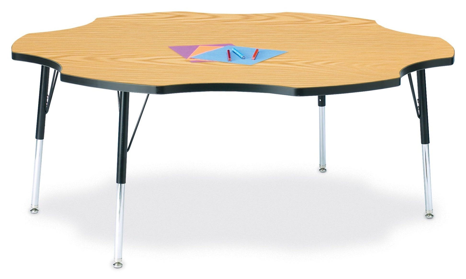 Jonti-Craft Six-Leaf Activity Table with Heavy Duty Laminate Top and Height Adjustable Legs - 4th Grade to Adult - SchoolOutlet