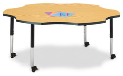 Jonti-Craft Six-Leaf Activity Table with Heavy Duty Laminate Top - Mobile Height Adjustable Legs
