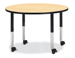 Jonti-Craft Round Activity Table with Heavy Duty Laminate Top 42" Diameter - Mobile Height Adjustable Legs (20" - 31")