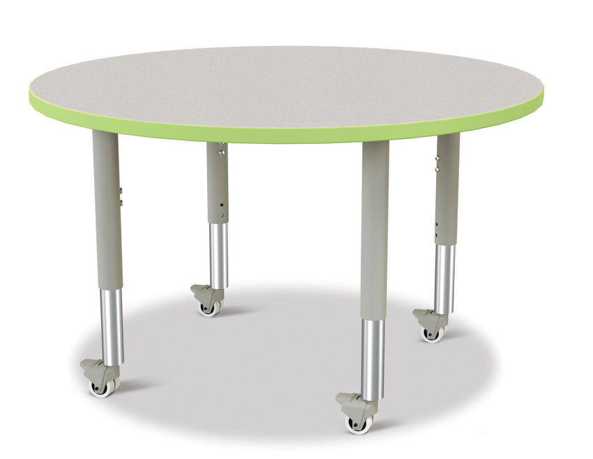 Jonti-Craft Round Activity Table with Heavy Duty Laminate Top 42" Diameter - Mobile Height Adjustable Legs (20" - 31") - SchoolOutlet