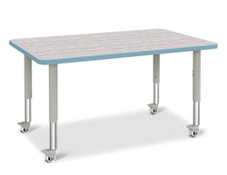 Jonti-Craft Rectangle Activity Table with Heavy Duty Laminate Top (30" x 48") Mobile Height Adjustable Legs (20" - 31")