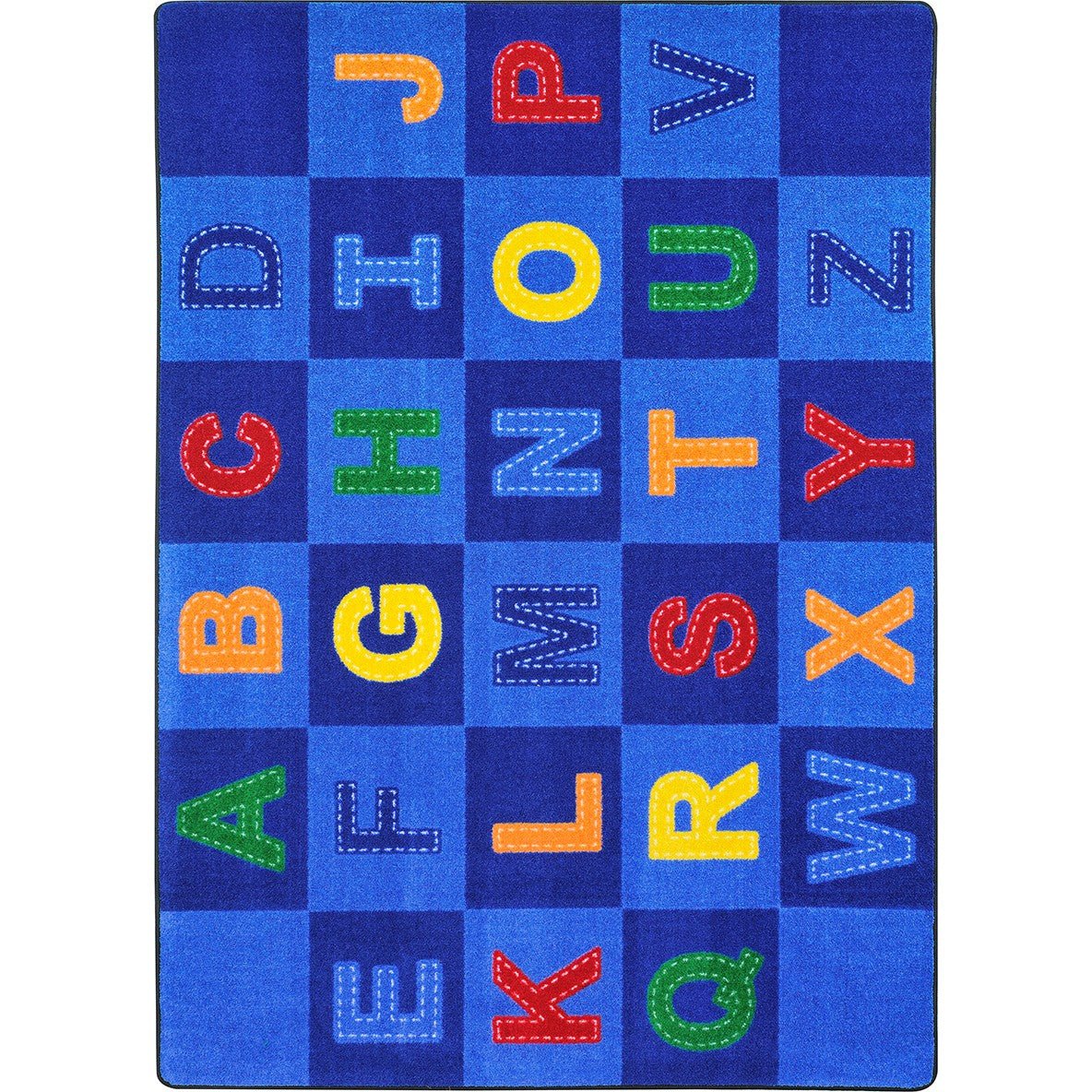 Patchwork Letters Kid Essentials Collection Area Rug for Classrooms and Schools Libraries by Joy Carpets - SchoolOutlet