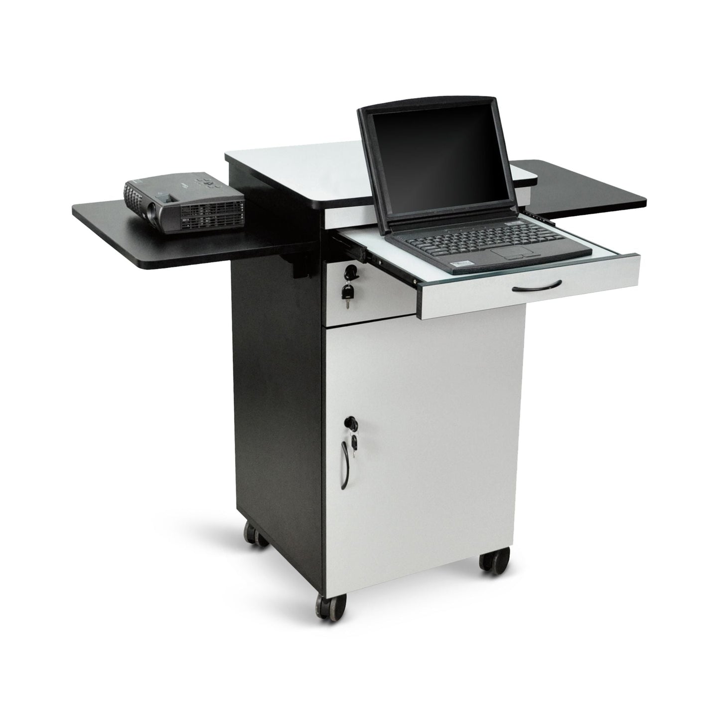 Luxor 38" Mobile AV Presentation Station Cart with Locking Cabinet WPSDD3 - SchoolOutlet