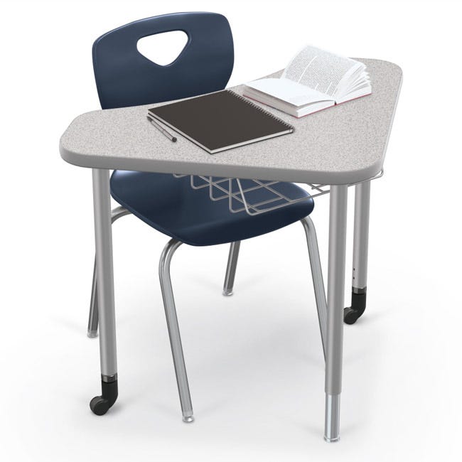 Mooreco Hierarchy Boomerang Snap Standard Desk - Adjustable 22 - 32" H - Black Leg - SchoolOutlet