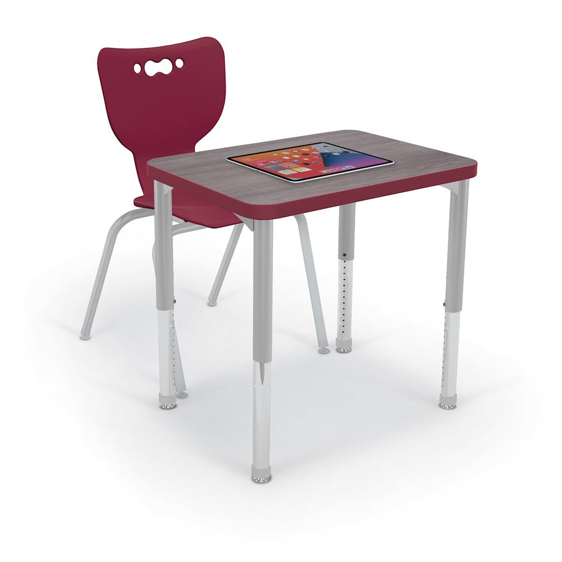 Mooreco Hierarchy Rectangle Snap Desk with Platinum Legs and 
