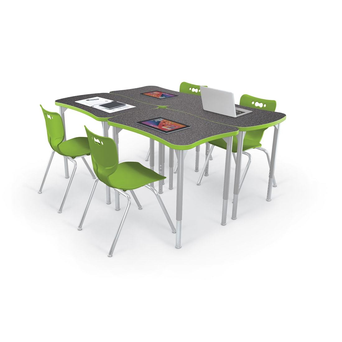 Mooreco Hierarchy Beluga Desk (Small) Laminate Top and Adjustable Height Platinum Legs (MOR-1743BX-XXXX) - SchoolOutlet