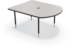 Mooreco 5' MediaSpace - D-Shape AV Table - Black Horseshoe Legs and Black Edgeband (Mooreco 27749)