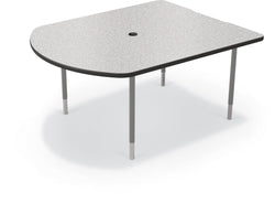 Mooreco 5' MediaSpace - D-Shape AV Table - Platinum Horseshoe Legs and Black Edgeband (Mooreco 27750)