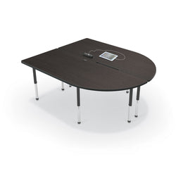 Mooreco 6' MediaSpace - Split Piece D-Shape AV Table - Black Legs and Black Edgeband (Mooreco 27755)