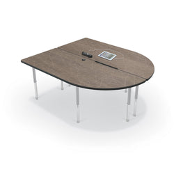 Mooreco 6' MediaSpace - Split Piece D-Shape AV Table - Platinum Legs and Black Edgeband (Mooreco 27756)