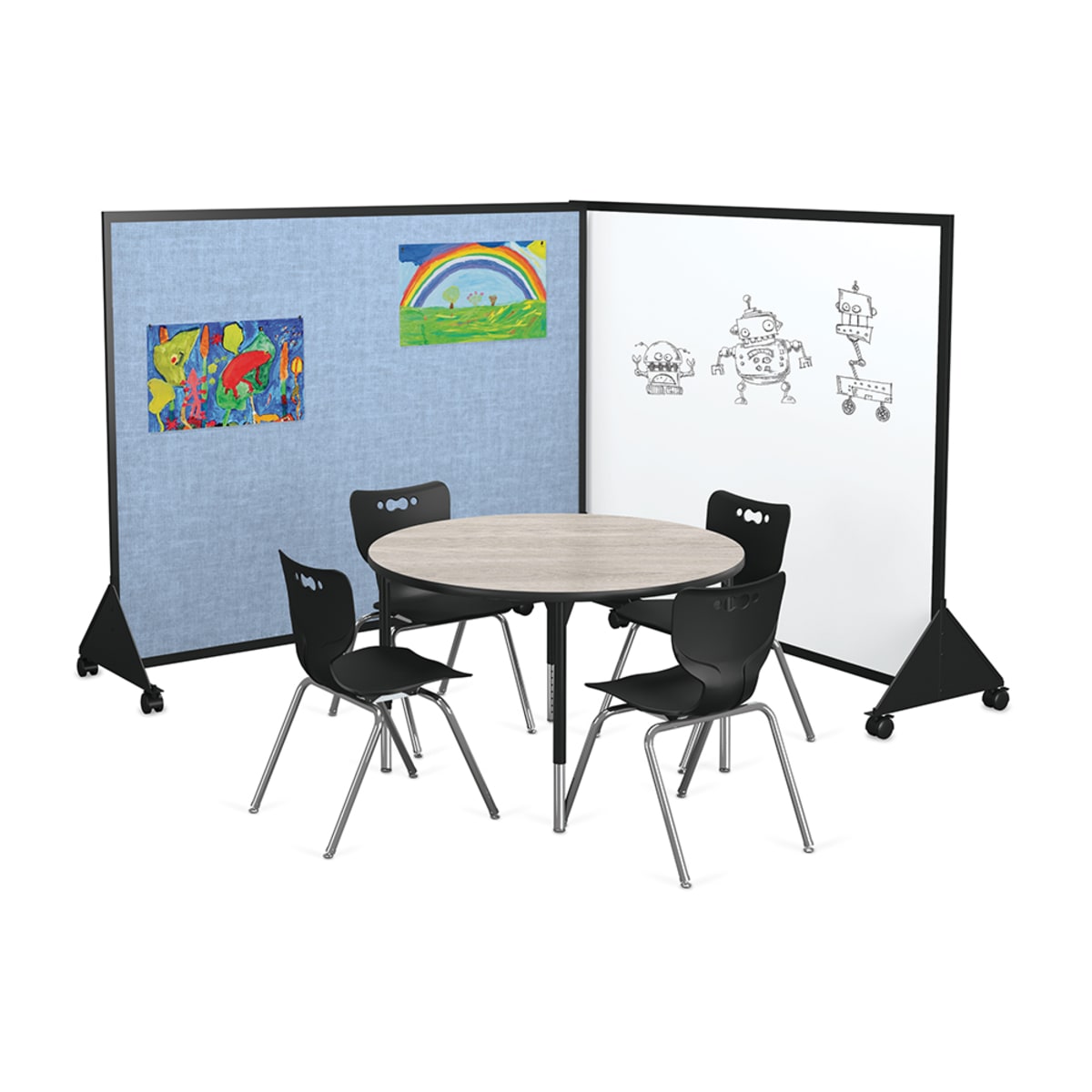 Mooreco Preschool Divider - Markerboard both sides 4'H × 4'W (Mooreco 650D) - SchoolOutlet