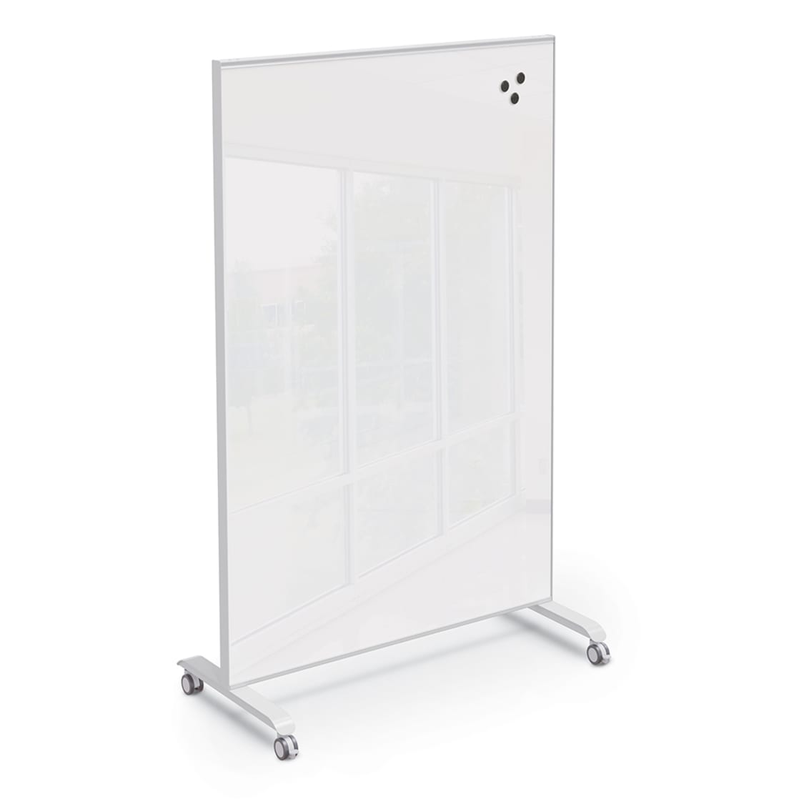 Mooreco Essentials Hierarchy Grow & Roll Mobile Magnetic Dry Erase Glass Board 4'H x 3'W - SchoolOutlet