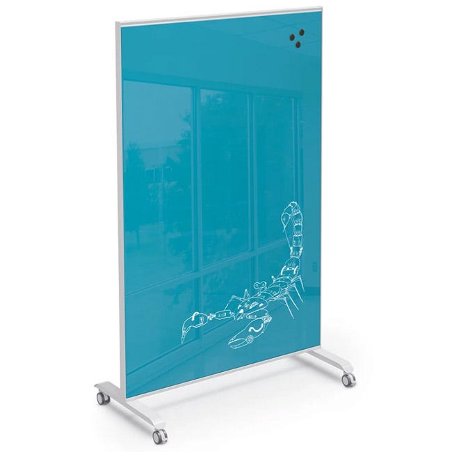 Mooreco Essentials Hierarchy Grow & Roll Mobile Magnetic Dry Erase Glass Board 6'H x 4'W - SchoolOutlet