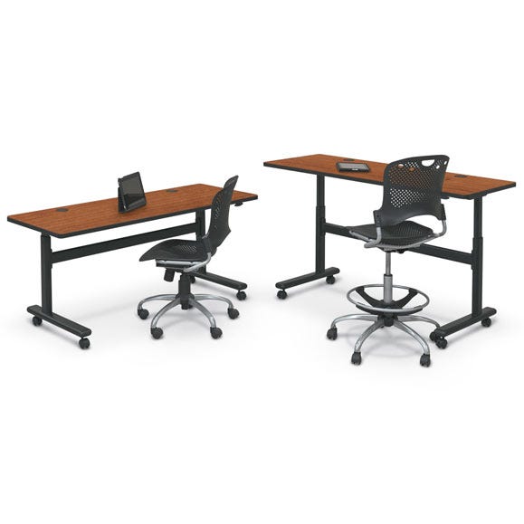 Mooreco Adjustable Height Flipper Table - Rectangle - 60"W × 24"D - SchoolOutlet