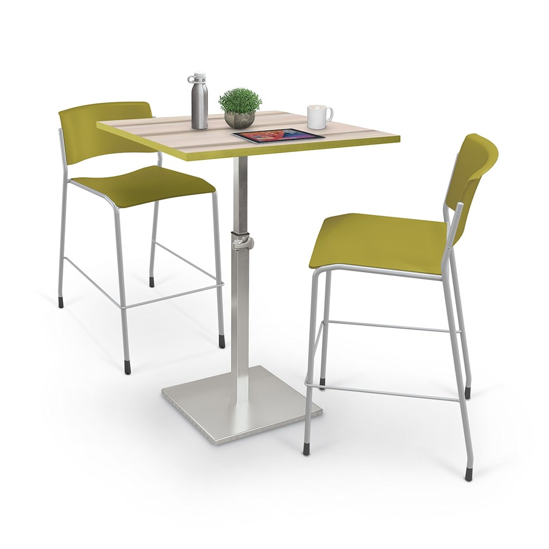 Height Adjustable Height Bistro Table (Square) - 32"W x 32"D x 30"-38"H - 91189 - SchoolOutlet