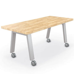 Mooreco Compass Makerspace Butcher Block Table (72"W x 30"D)