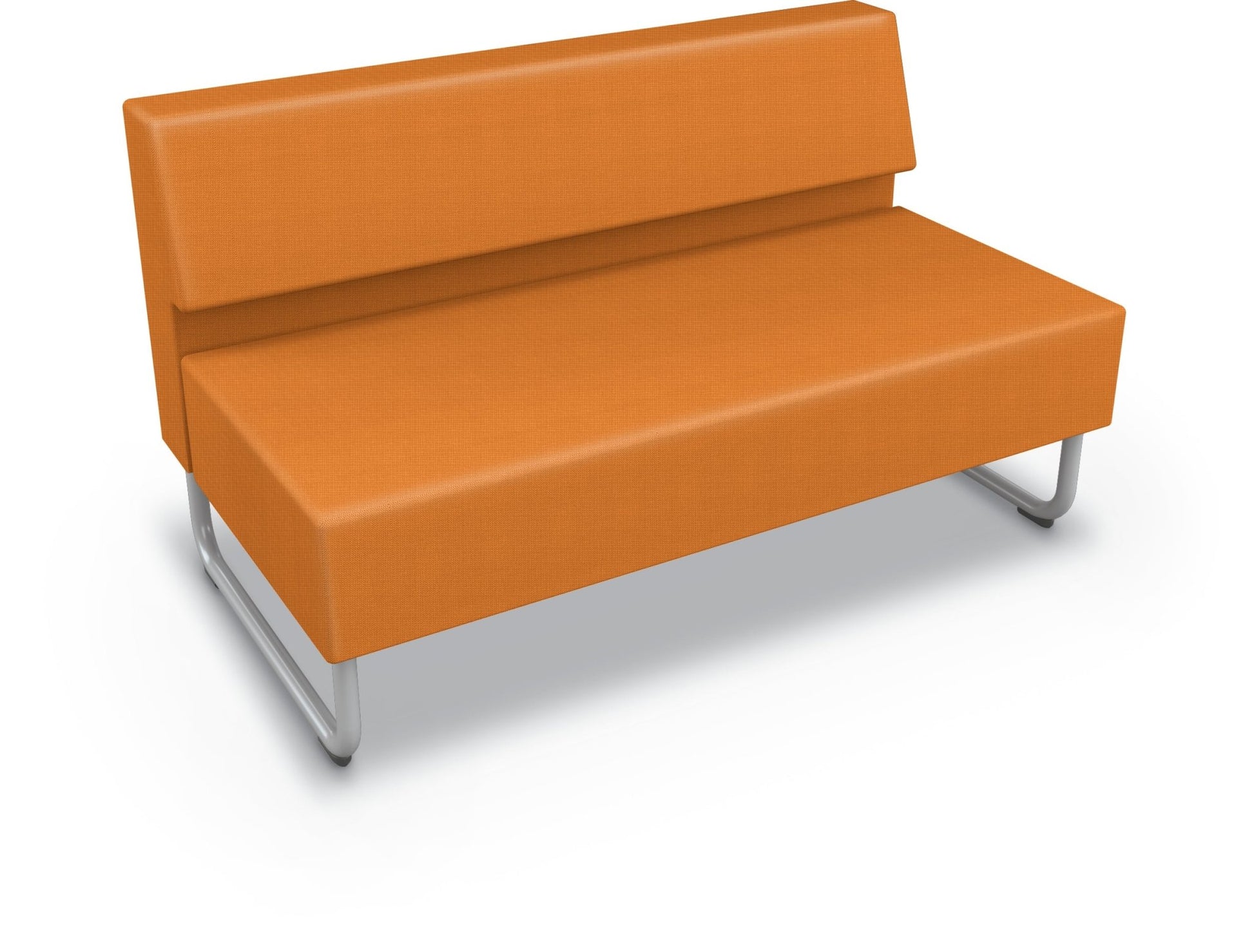 Mooreco Akt Soft Seating Lounge Loveseat - Armless - Grade 02 Fabric and Powder Coated Sled Legs - SchoolOutlet