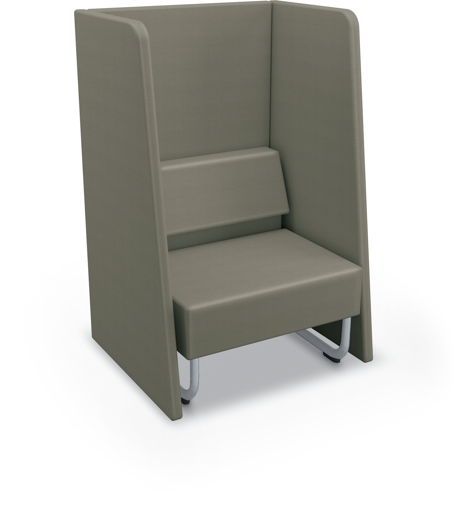 Mooreco Akt Soft Seating Lounge High Back Chair - Grade 02 Fabric and Powder Coated Sled Legs - SchoolOutlet