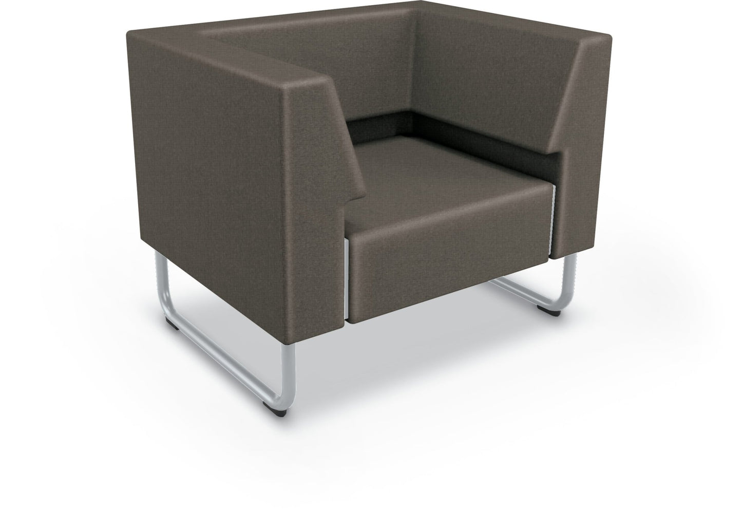 Mooreco Akt Soft Seating Lounge Chair - Both Arms - Grade 02 Fabric and Powder Coated Sled Legs - SchoolOutlet