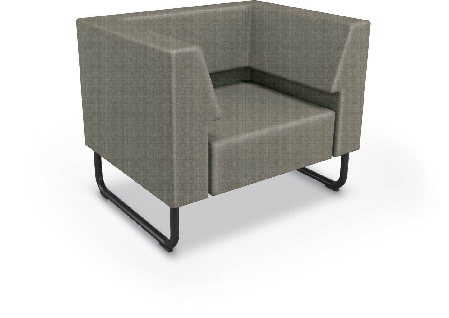 Mooreco Akt Soft Seating Lounge Chair - Both Arms - Grade 02 Fabric and Powder Coated Sled Legs - SchoolOutlet