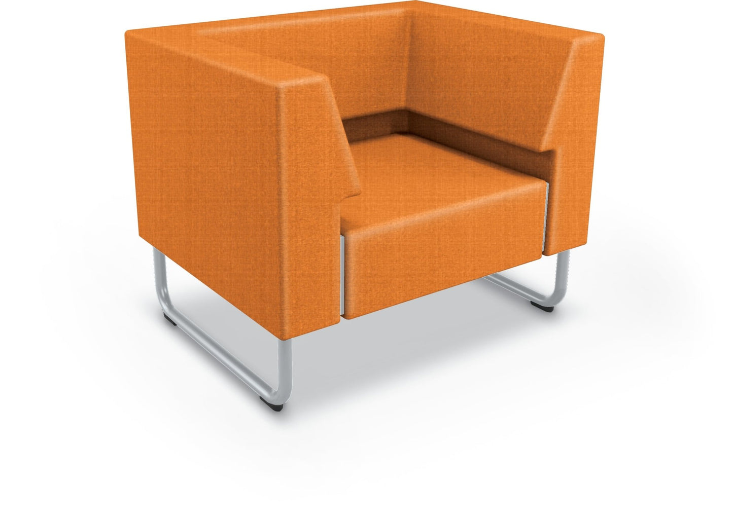 Mooreco Akt Soft Seating Lounge Chair - Both Arms - Grade 02 Fabric and Powder Coated Sled Legs - SchoolOutlet