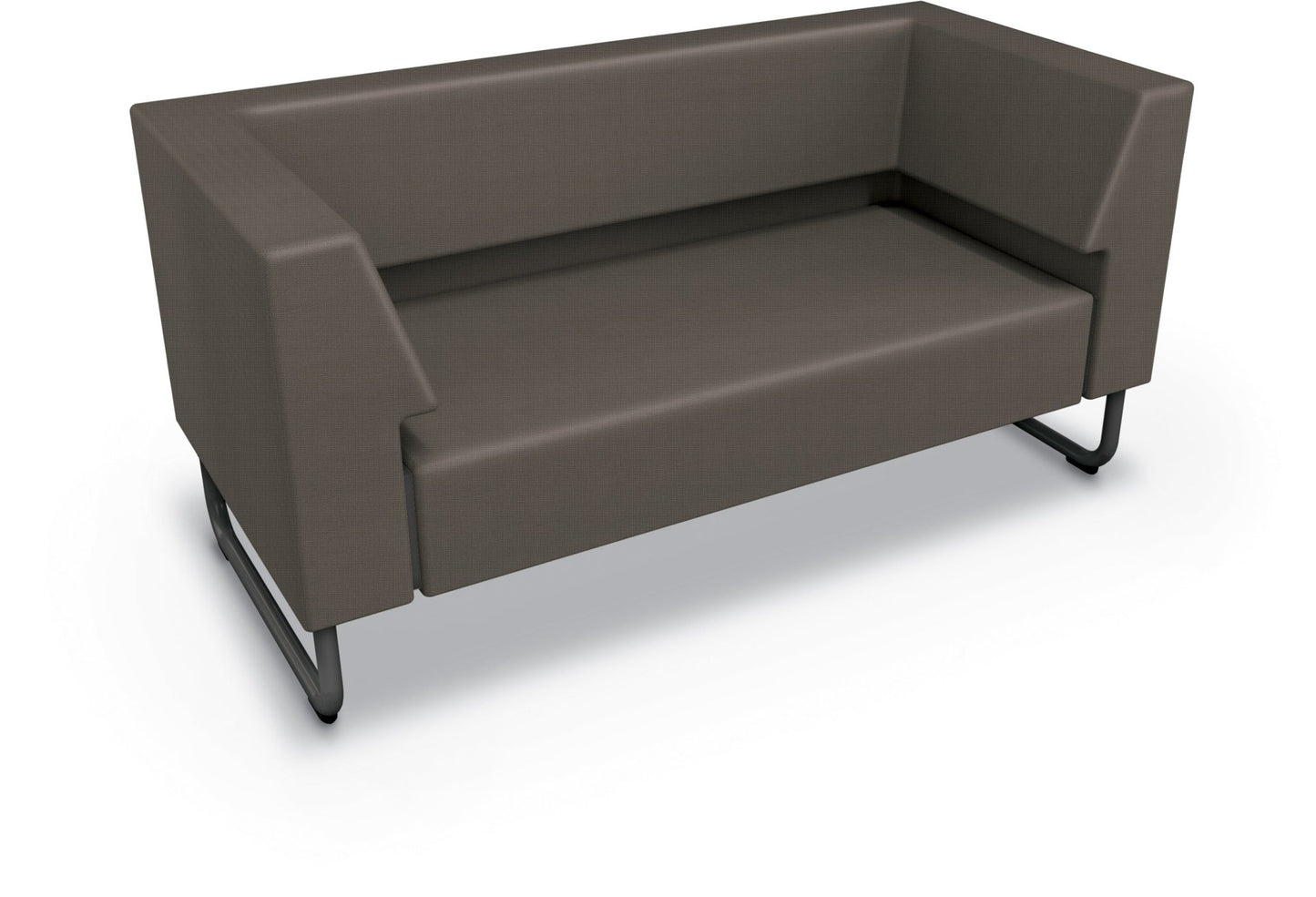 Mooreco Akt Soft Seating Lounge Loveseat - Both Arms - Grade 02 Fabric and Powder Coated Sled Legs - SchoolOutlet