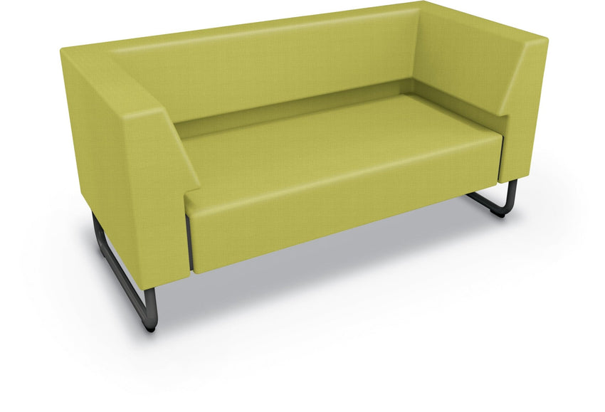 Mooreco Akt Soft Seating Lounge Loveseat - Both Arms - Grade 02 Fabric and Powder Coated Sled Legs - SchoolOutlet