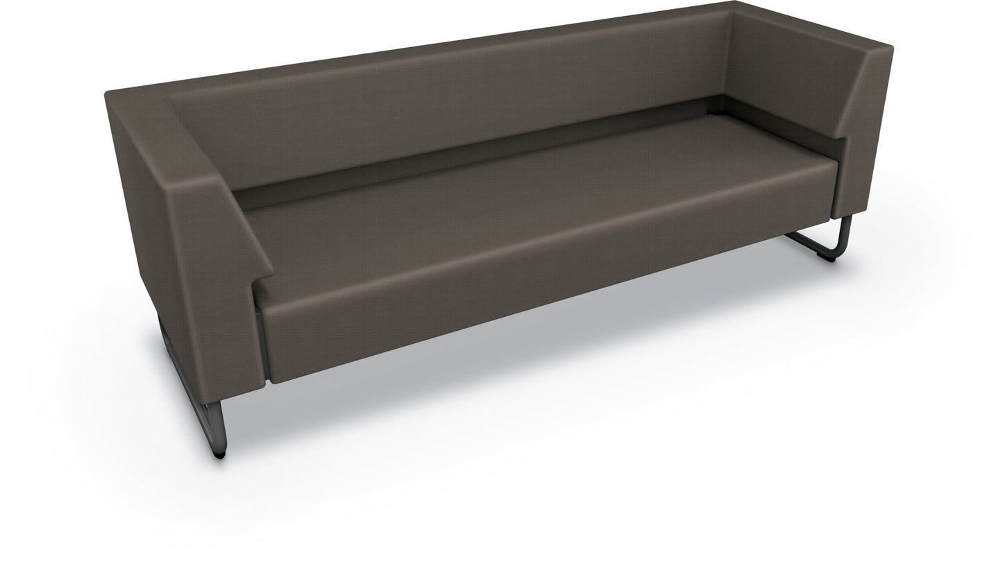 Mooreco Akt Soft Seating Lounge Sofa - Both Arms - Grade 02 Fabric and Powder Coated Sled Legs - SchoolOutlet