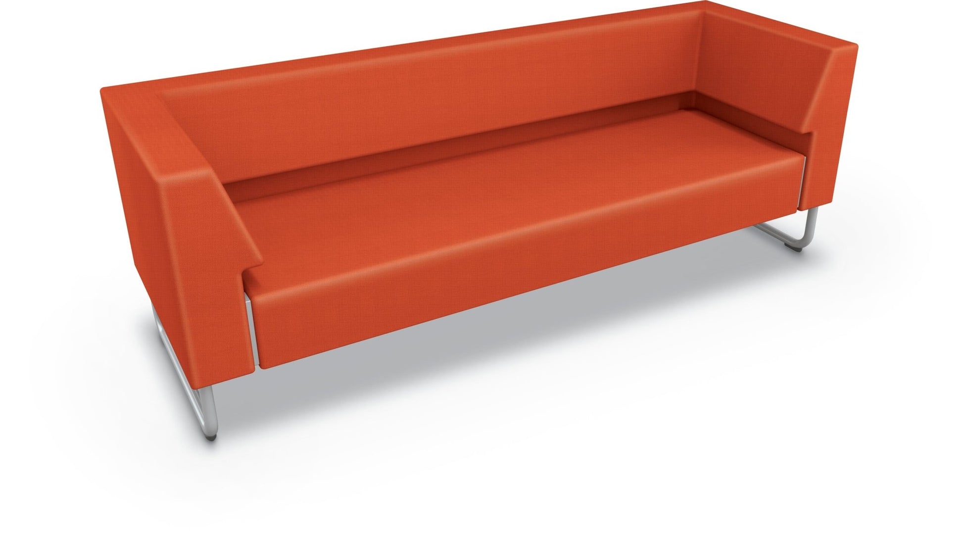 Mooreco Akt Soft Seating Lounge Sofa - Both Arms - Grade 02 Fabric and Powder Coated Sled Legs - SchoolOutlet