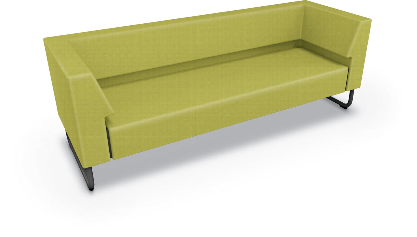 Mooreco Akt Soft Seating Lounge Sofa - Both Arms - Grade 02 Fabric and Powder Coated Sled Legs - SchoolOutlet