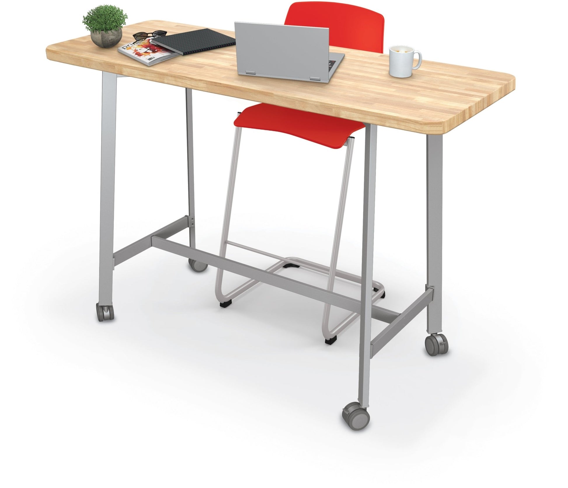 Mooreco Akt Table – 24"D x 60"W Rectangle, Laminate or Butcher Block Top , Fixed Height Available in 29"H, 36"H, or 42"H - SchoolOutlet