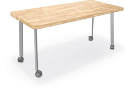 Mooreco Akt Table – 30"D x 60"W Rectangle, Laminate or Butcher Block Top, Fixed Height Available in 29"H, 36"H, or 42"H