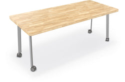 Mooreco Akt Table – 30"D x 72"W Rectangle, Laminate or Butcher Block Top, Fixed Height Available in 29"H, 36"H, or 42"H