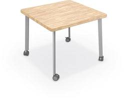 Mooreco Akt Table – 36" Square, Laminate or Butcher Block Top, Fixed Height Available in 29"H, 36"H, or 42"H