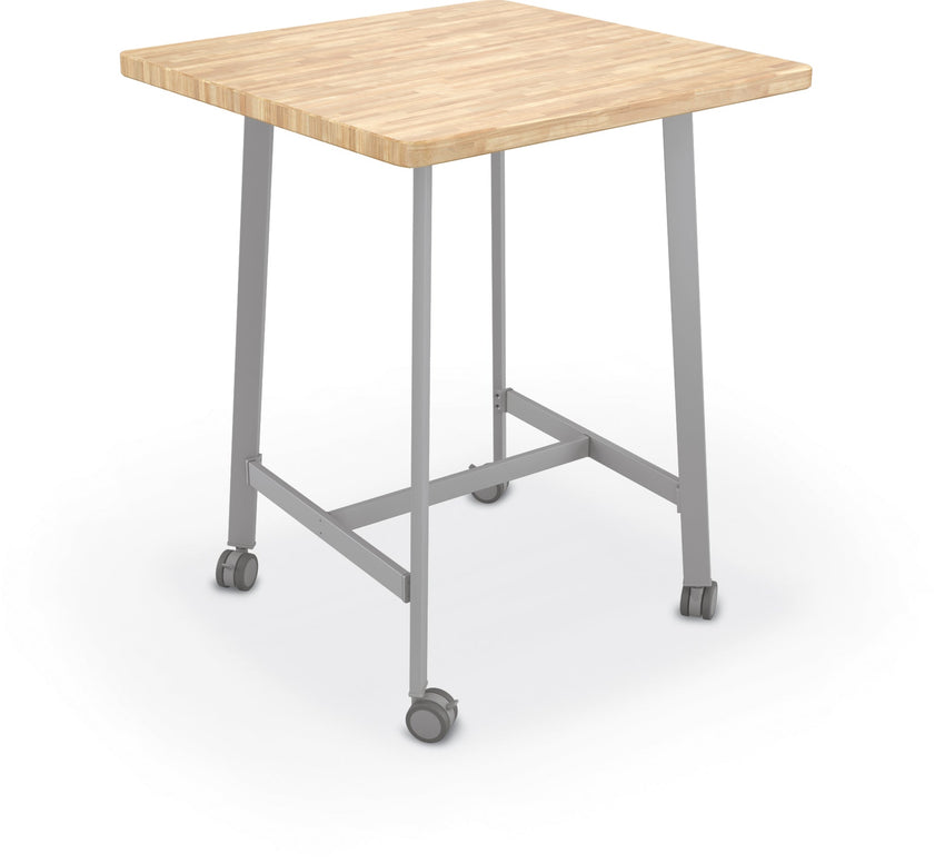 Mooreco Akt Table – 36" Square, Laminate or Butcher Block Top, Fixed Height Available in 29"H, 36"H, or 42"H - SchoolOutlet