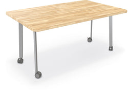 Mooreco Akt Table – 36"D x 60"W Rectangle, Laminate or Butcher Block Top, Fixed Height Available in 29"H, 36"H, or 42"H