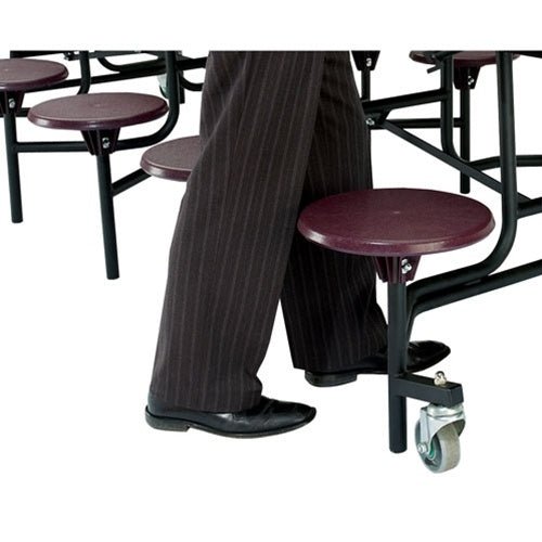 NPS 10' Elliptical Mobile Cafeteria Table - 12 Stools - Plywood Core - T-Molding Edge - Black Powdercoated Frame - SchoolOutlet