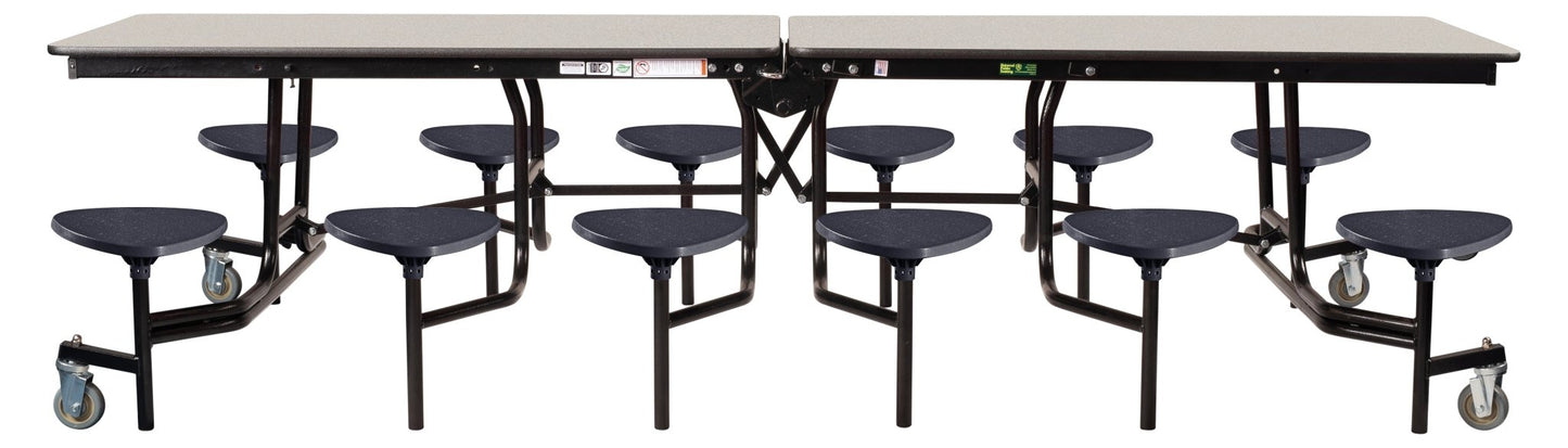 Mobile Cafeteria Lunchroom Stool Table - 30" W x 12' L - 12 Stools - MDF Core - Protect Edge - Chrome Frame - SchoolOutlet