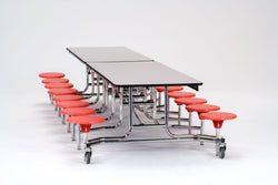 NPS Mobile Cafeteria Table - 30" W x 12' L - 16 Stools - Particleboard Core - T-Molding Edge - Chrome Frame