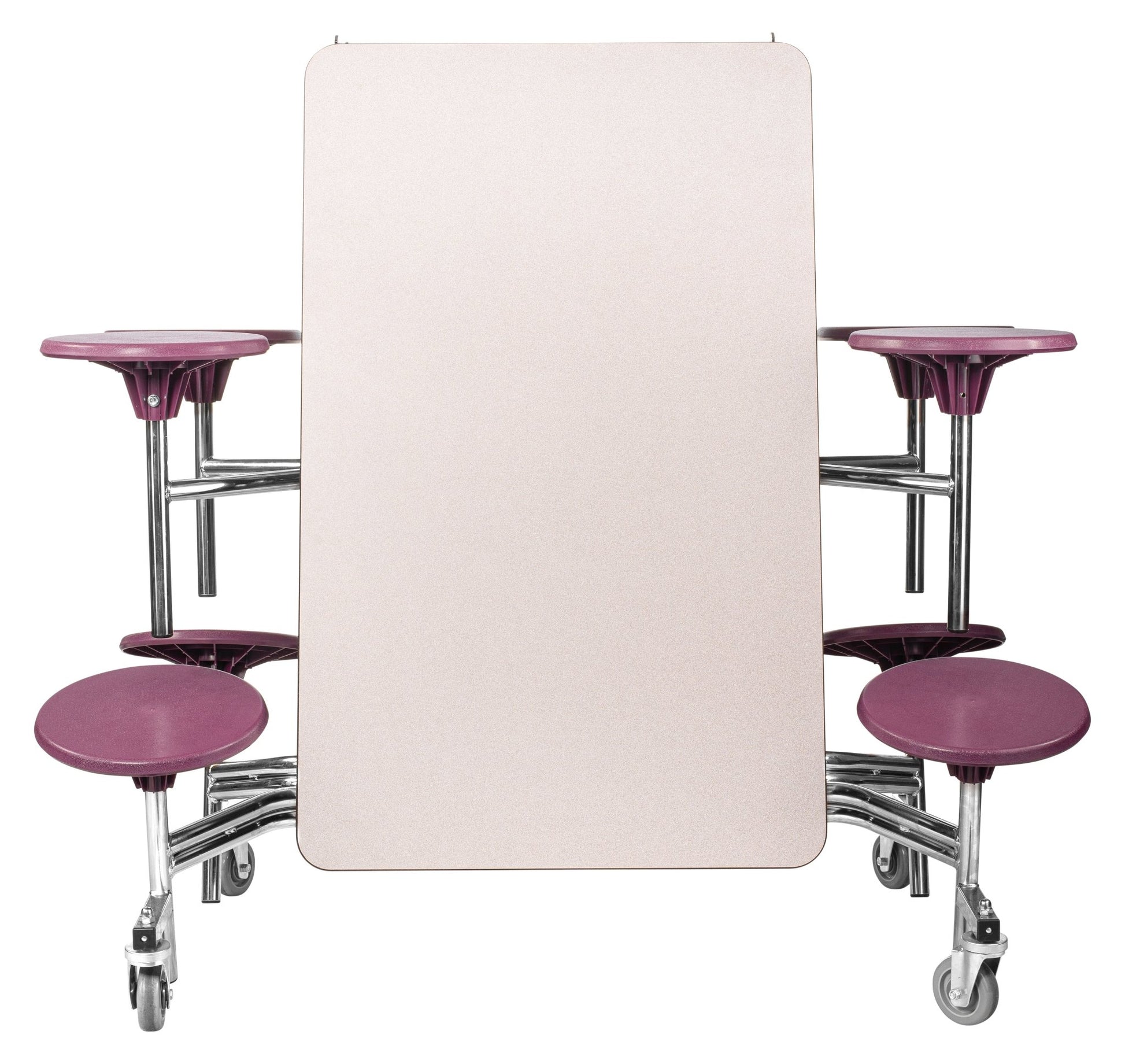 NPS Mobile Cafeteria Table - 30" W x 8' L - 8 Stools - Plywood Core - Protect Edge - Chrome Frame - SchoolOutlet
