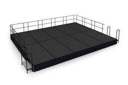 NPS Portable Stage Package w/ Carpeted or Hardboard Surface, 48"W x 16"H x 96"L - Black Shirred Skirting