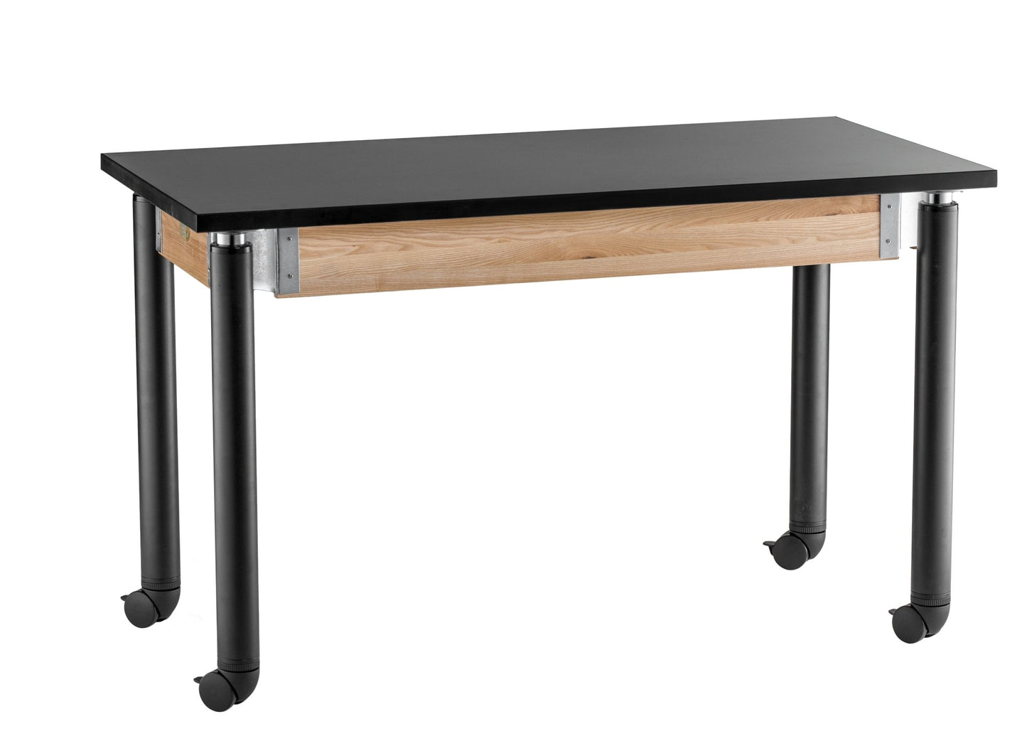 NPS Height Adjustable Science Lab Table, 24" X 60", Phenolic Top, Black Legs (National Public Seating NPS-SLT4-2460P) - SchoolOutlet