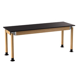 NPS Height Adjustable Science Lab Table, 24" X 72", Phenolic Top, Oak Legs (National Public Seating NPS-SLT5-2472P)