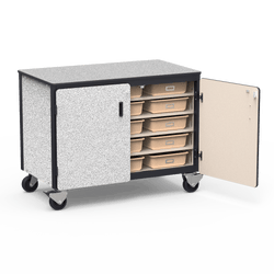 Virco 2301-15TT - Mobile Storage Cabinet With Five Steel Shelves, 15 Tote Trays, 2 Hinged Doors - 48"W x 28"D x 36"H (Virco 2301-15TT)