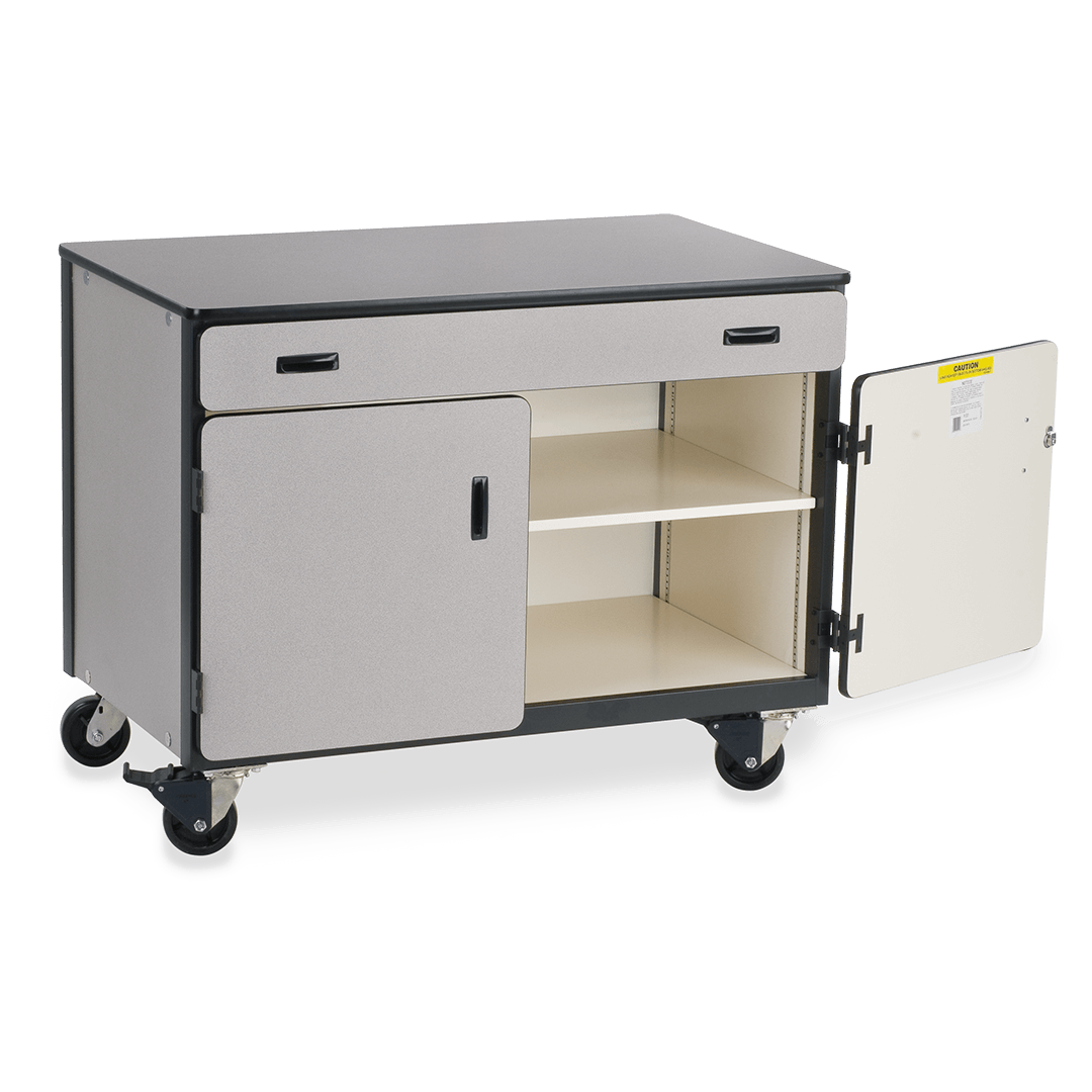Virco 2321 - Mobile Storage Cabinet With One Paper Drawer, One Adjustable Steel Shelf, Two Hinged Doors - 48"W x 28"D x 36"H (Virco 2321) - SchoolOutlet